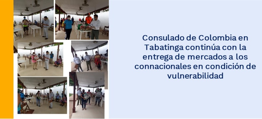 El Consulado de Colombia en Tabatinga continúa con la entrega de mercados a los connacionales en condición de vulnerabilidad